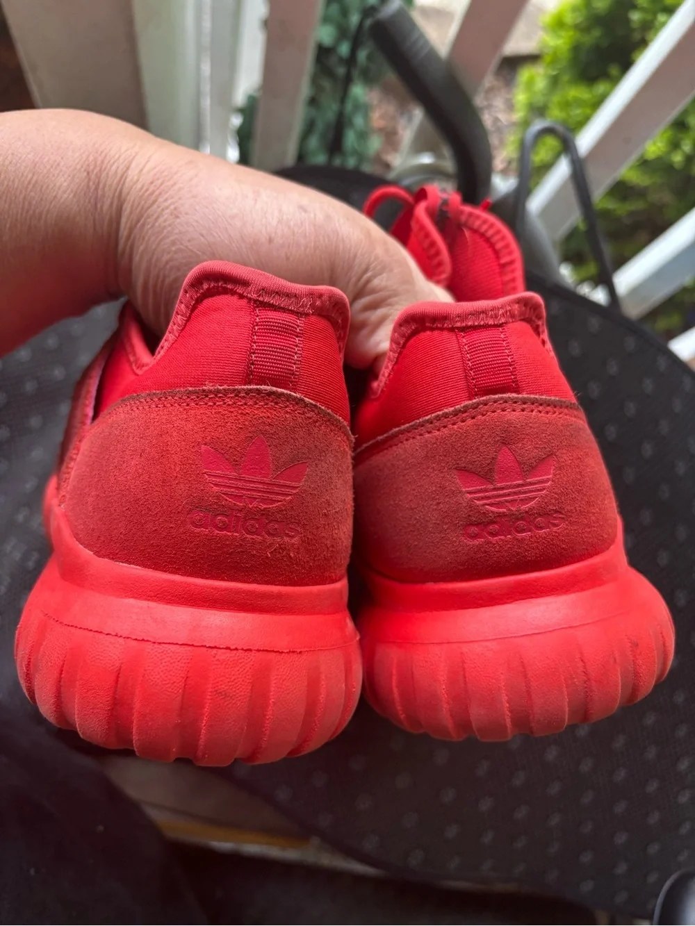 adidas Red Knit Lace-Up Athletic Shoes